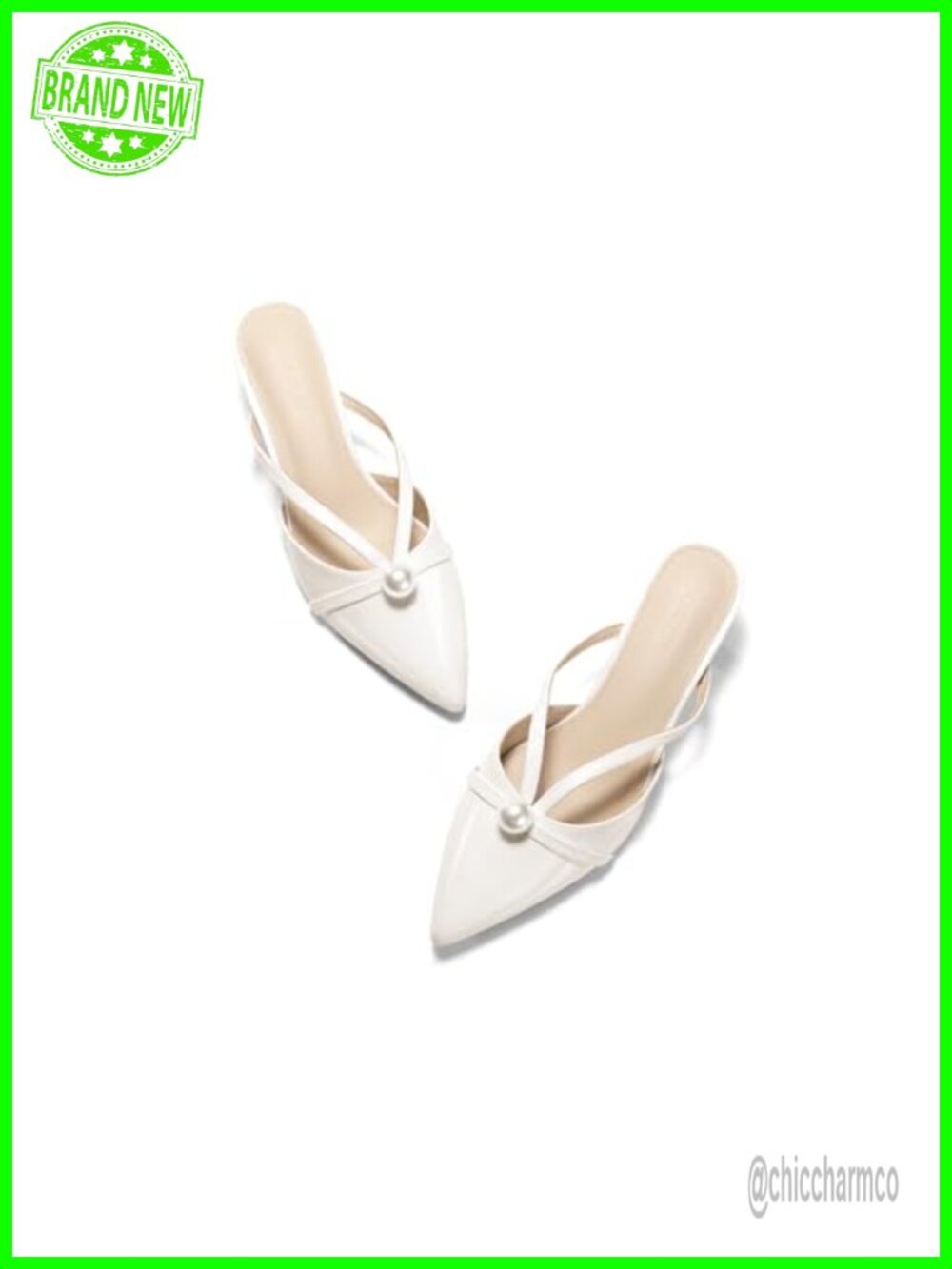 Womens Pearl Kitten Heel Mules Closed Pointed Toe Satin Wedding Party Dress
